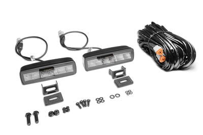 Go Rhino Blackout Combo Series Lights Pair of Sixline LED Flood Lights With Amber Accent Black Go Rhino