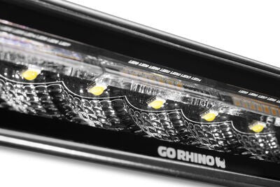 Go Rhino Blackout Combo Series Lights Pair of Sixline LED Flood Lights With Amber Accent Black Go Rhino