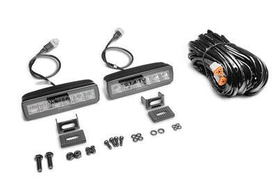 Go Rhino Blackout Combo Series Lights Pair of Sixline LED Spot Lights With Amber Accent Black Go Rhino