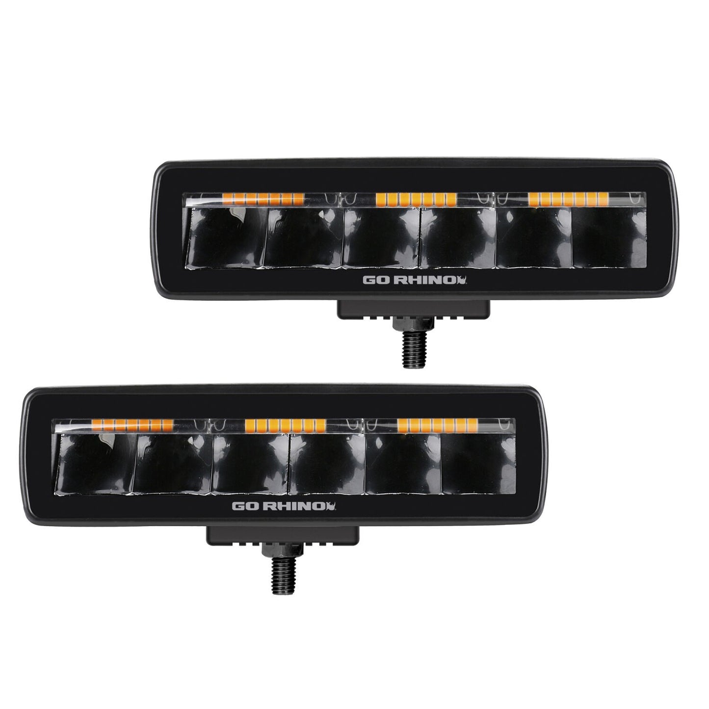 Go Rhino Blackout Combo Series Lights Pair of Sixline LED Spot Lights With Amber Accent Black Go Rhino