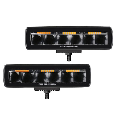 Go Rhino Blackout Combo Series Lights Pair of Sixline LED Spot Lights With Amber Accent Black Go Rhino