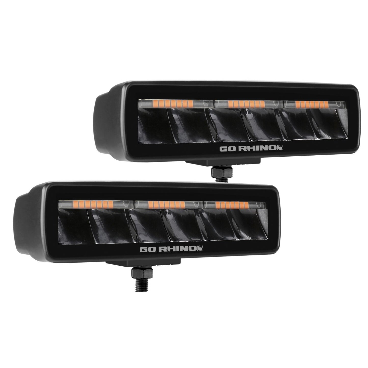 Go Rhino Blackout Combo Series Lights Pair of Sixline LED Spot Lights With Amber Accent Black Go Rhino