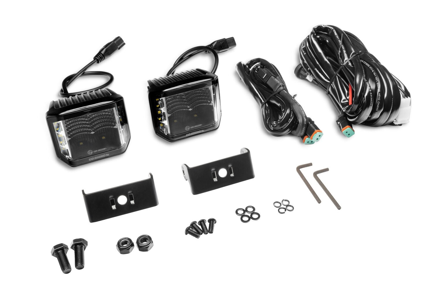 Go Rhino Blackout Series Lights Pair of 4x3 Cube LED Sideline Flood Light Kit Black Go Rhino