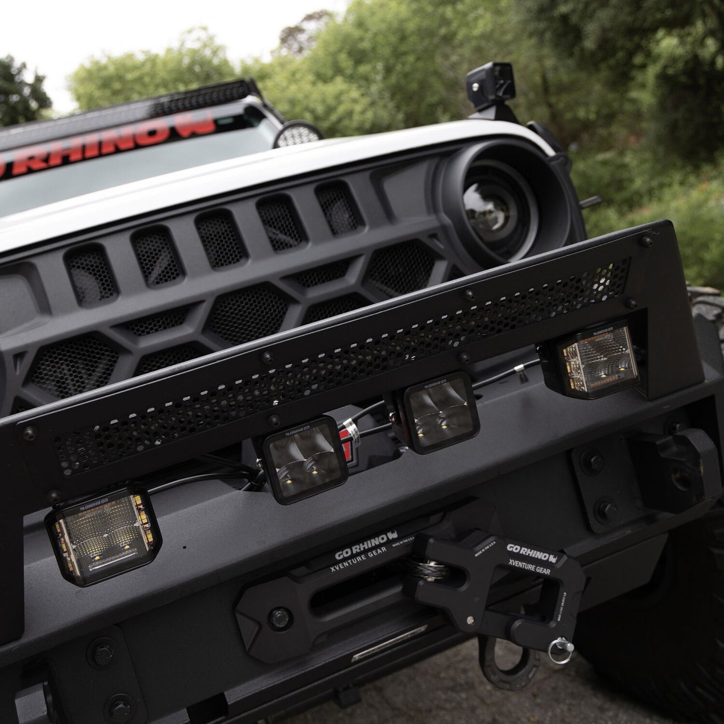 Go Rhino Blackout Combo Series Lights Pair of 4x3 Cube Sideline LED Flood Lights W/Amber Black Go Rhino