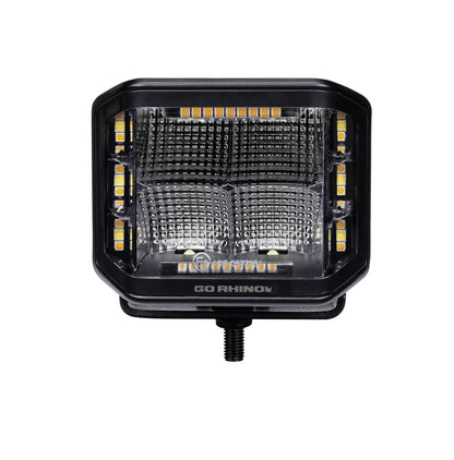 Go Rhino Blackout Combo Series Lights Pair of 4x3 Cube Sideline LED Flood Lights W/Amber Black Go Rhino