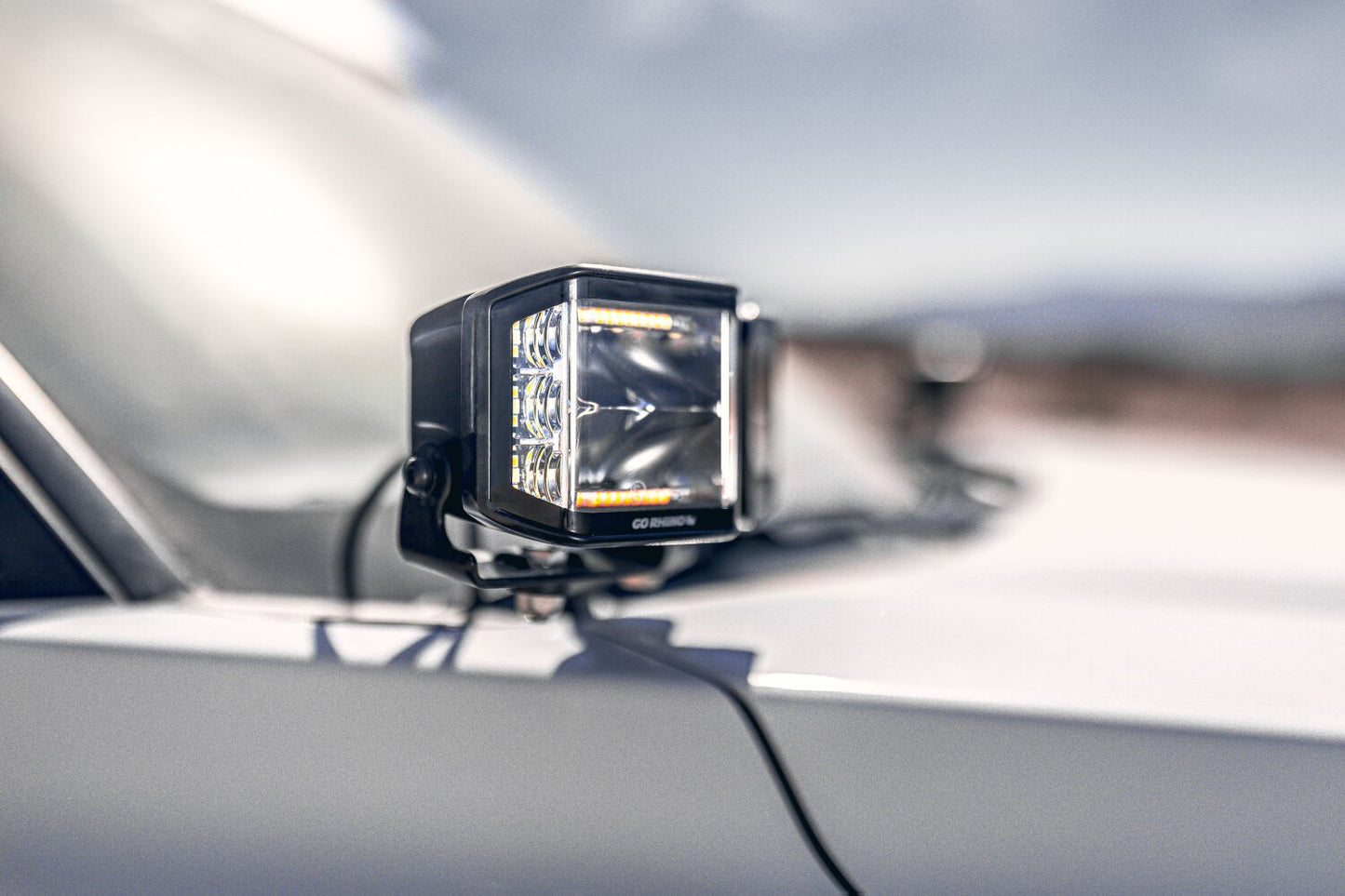 Go Rhino Blackout Combo Series Lights Pair of 4x3 Cube Sideline LEDSpot Lights W/ Amber Black Go Rhino