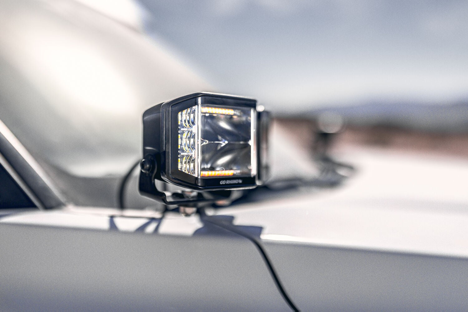 Go Rhino Blackout Combo Series Lights Pair of 4x3 Cube Sideline LEDSpot Lights W/ Amber Black Go Rhino