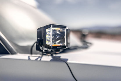 Go Rhino Blackout Combo Series Lights Pair of 4x3 Cube Sideline LEDSpot Lights W/ Amber Black Go Rhino