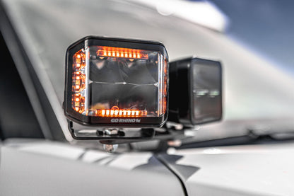 Go Rhino Blackout Combo Series Lights Pair of 4x3 Cube Sideline LEDSpot Lights W/ Amber Black Go Rhino
