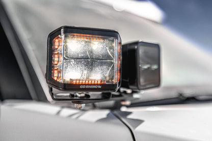 Go Rhino Blackout Combo Series Lights Pair of 4x3 Cube Sideline LEDSpot Lights W/ Amber Black Go Rhino