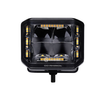 Go Rhino Blackout Combo Series Lights Pair of 4x3 Cube Sideline LEDSpot Lights W/ Amber Black Go Rhino