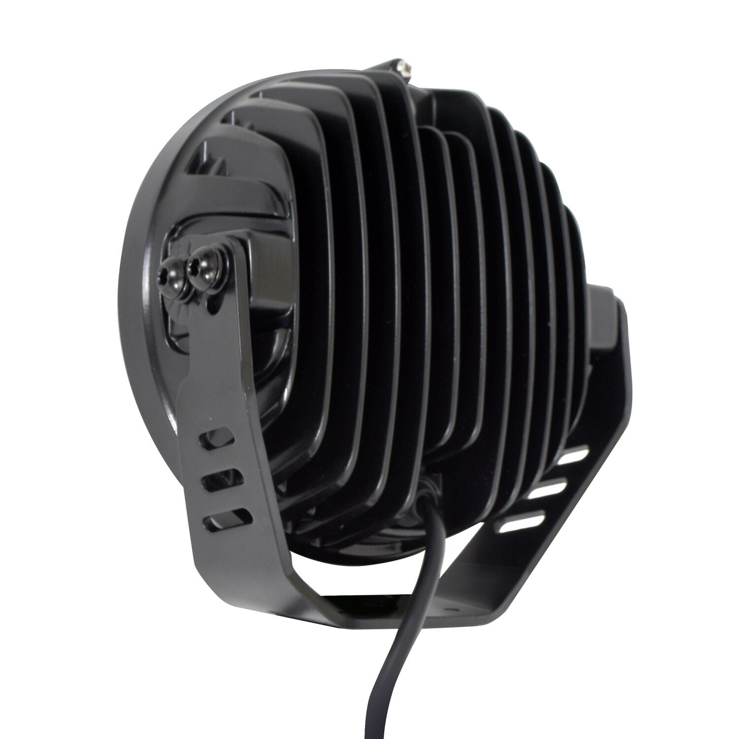 Go Rhino Blackout Series Lights 7 Inch Round LED Driving Light With Daytime Running Lights Black Go Rhino