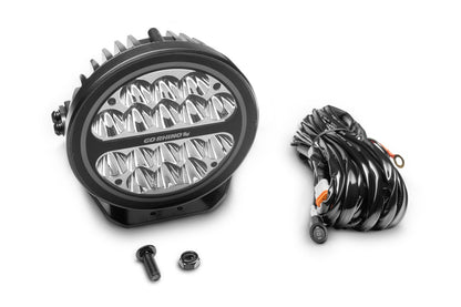 Go Rhino Blackout Series Lights 7 Inch Round LED Spot Light Beam With Daytime Running Light Black Go Rhino
