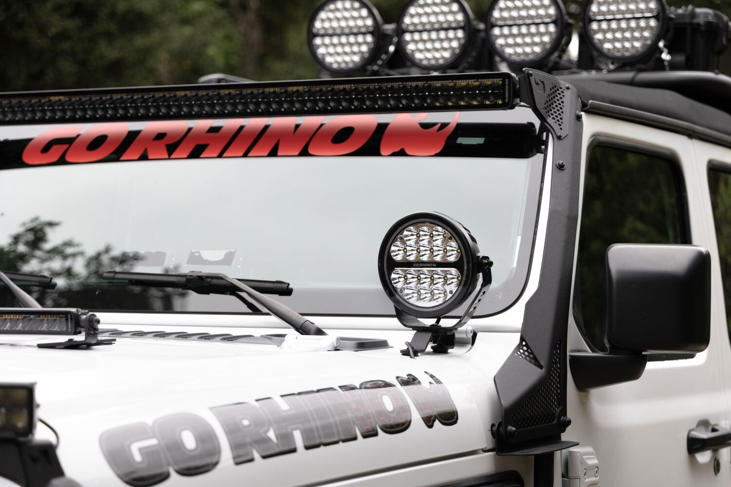 Go Rhino Blackout Series Lights 7 Inch Round LED Spot Light Beam With Daytime Running Light Black Go Rhino