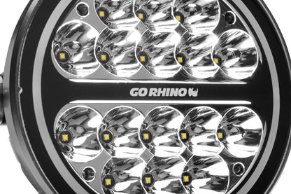 Go Rhino Blackout Series Lights 7 Inch Round LED Spot Light Beam With Daytime Running Light Black Go Rhino