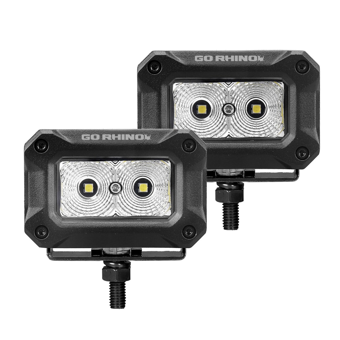 Go Rhino Bright Series Lights Pair of 3x2 Rectangle LED Flood Light Kit Black Go Rhino
