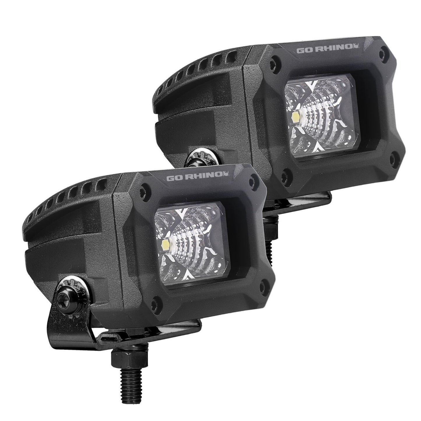 Go Rhino Bright Series Lights Pair of 3x2 Rectangle LED Flood Light Kit Black Go Rhino