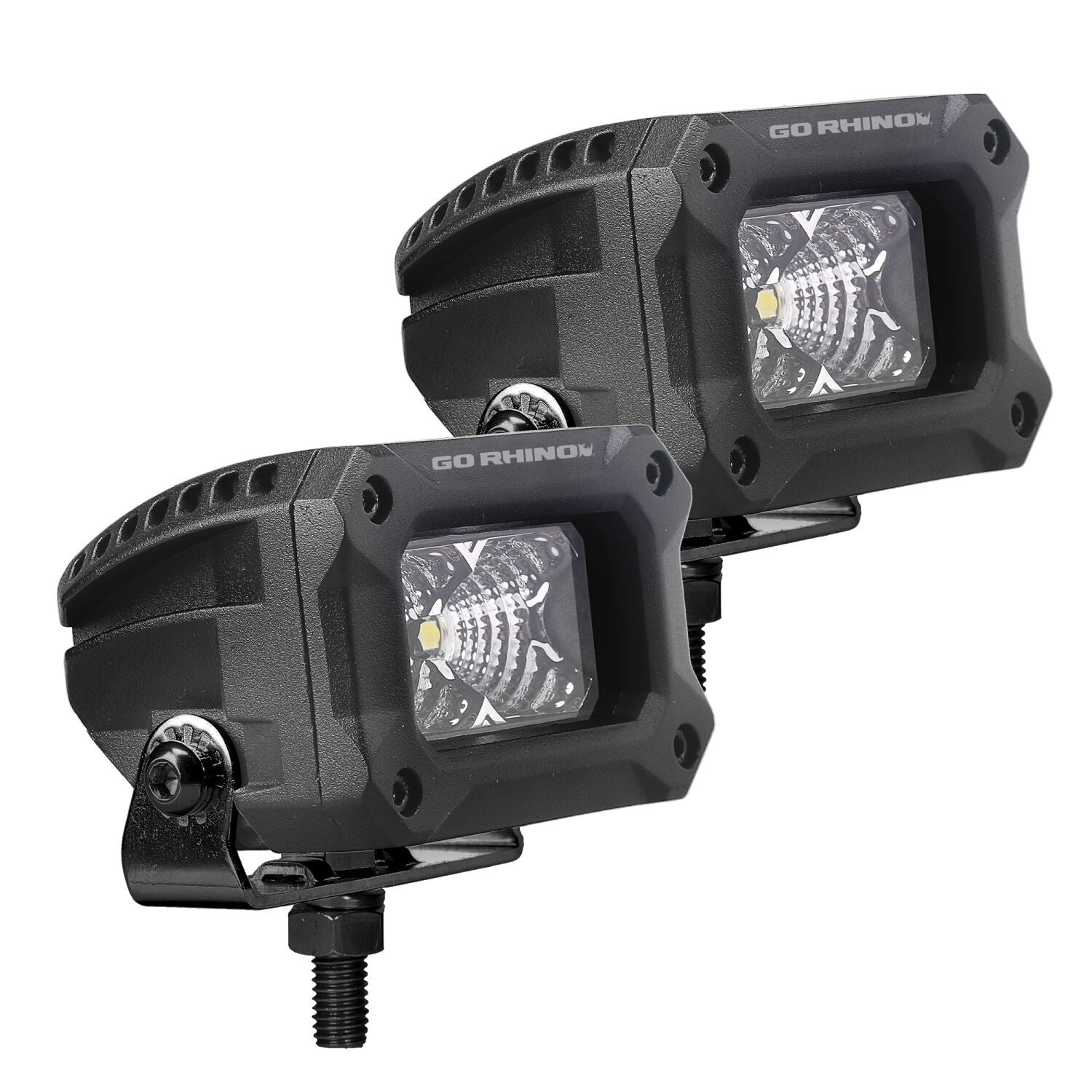 Go Rhino Bright Series Lights Pair of 3x2 Rectangle LED Flood Light Kit Black Go Rhino