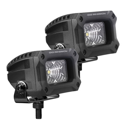 Go Rhino Bright Series Lights Pair of 3x2 Rectangle LED Flood Light Kit Black Go Rhino