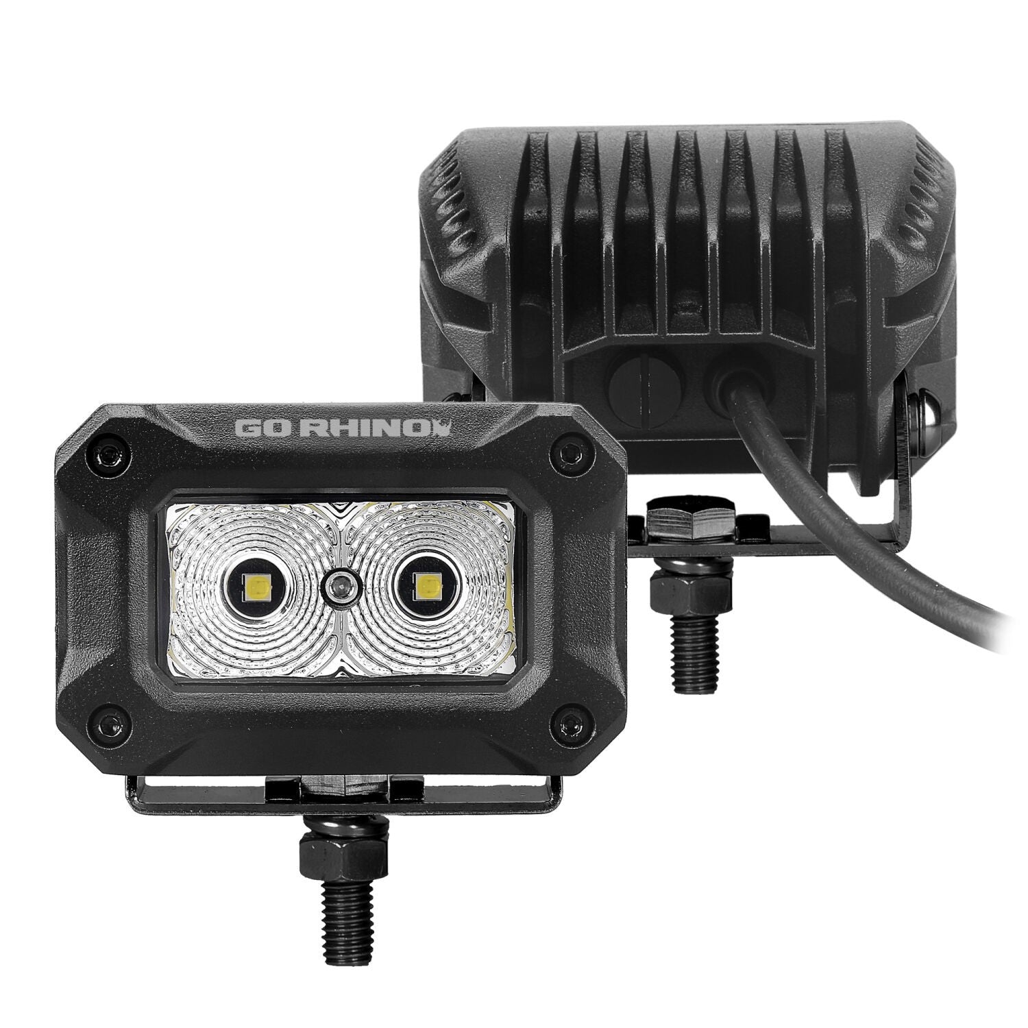 Go Rhino Bright Series Lights Pair of 3x2 Rectangle LED Flood Light Kit Black Go Rhino
