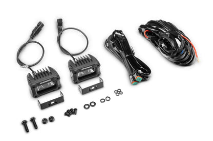 Go Rhino Bright Series Lights Pair of 3x2 Rectangle LED Spot Light Kit Black Go Rhino