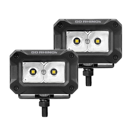 Go Rhino Bright Series Lights Pair of 3x2 Rectangle LED Spot Light Kit Black Go Rhino