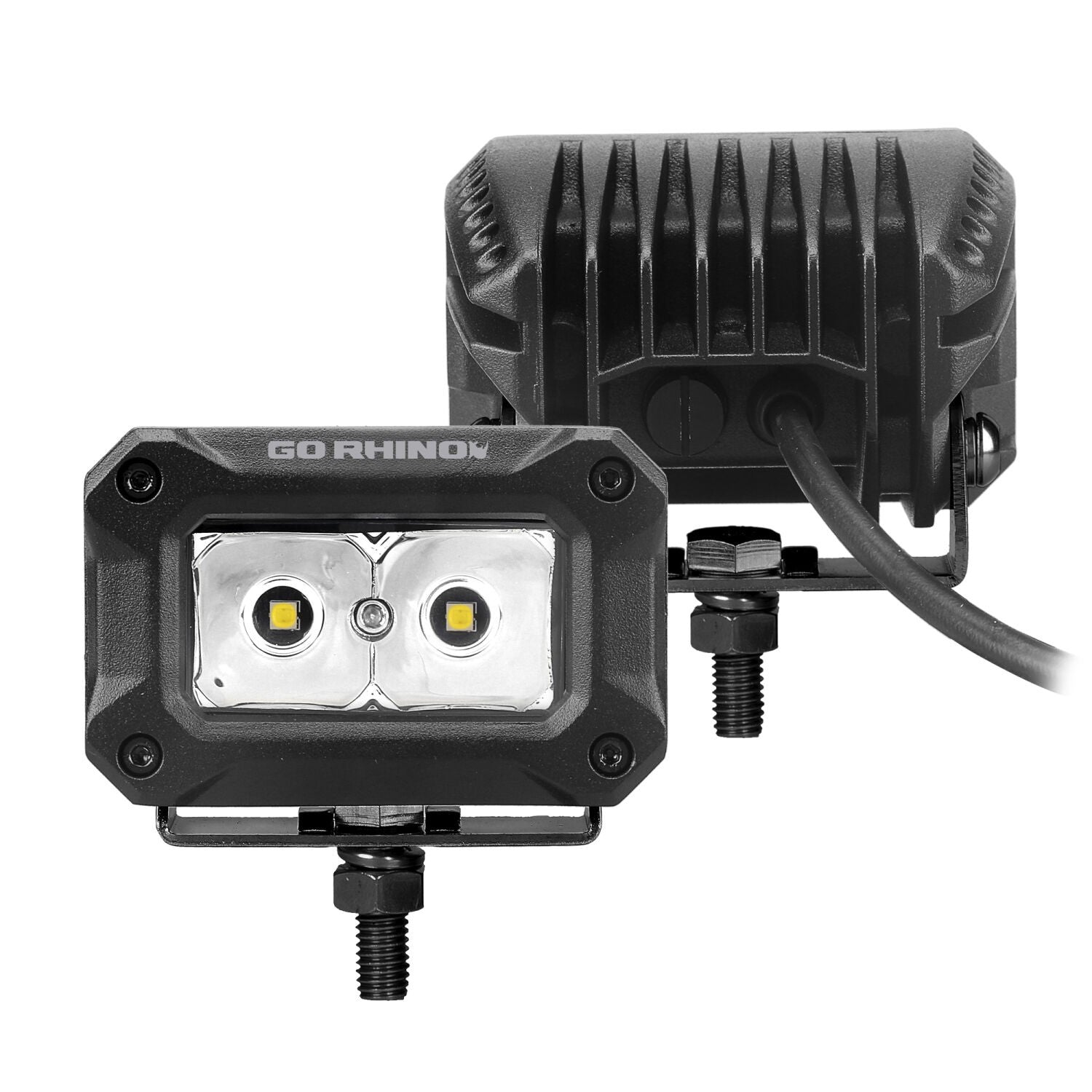 Go Rhino Bright Series Lights Pair of 3x2 Rectangle LED Spot Light Kit Black Go Rhino