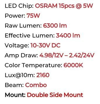 Go Rhino Blackout Combo Series Lights 20.5 Inch Single Row LED Light Bar With Amber Lighting Black Go Rhino