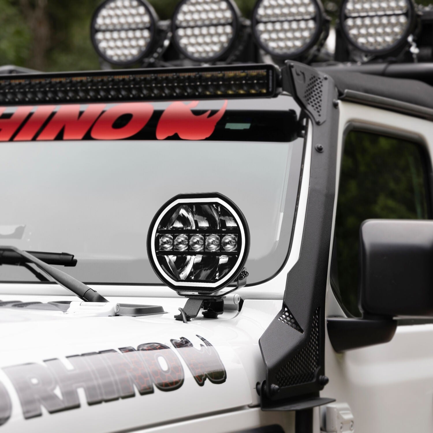 Go Rhino Blackout Series Lights 7 Inch Maxline LED Hi/Low Beam W/Multi Daytime Running Light Black Go Rhino