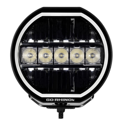 Go Rhino Blackout Series Lights 7 Inch Maxline LED Hi/Low Beam W/Multi Daytime Running Light Black Go Rhino
