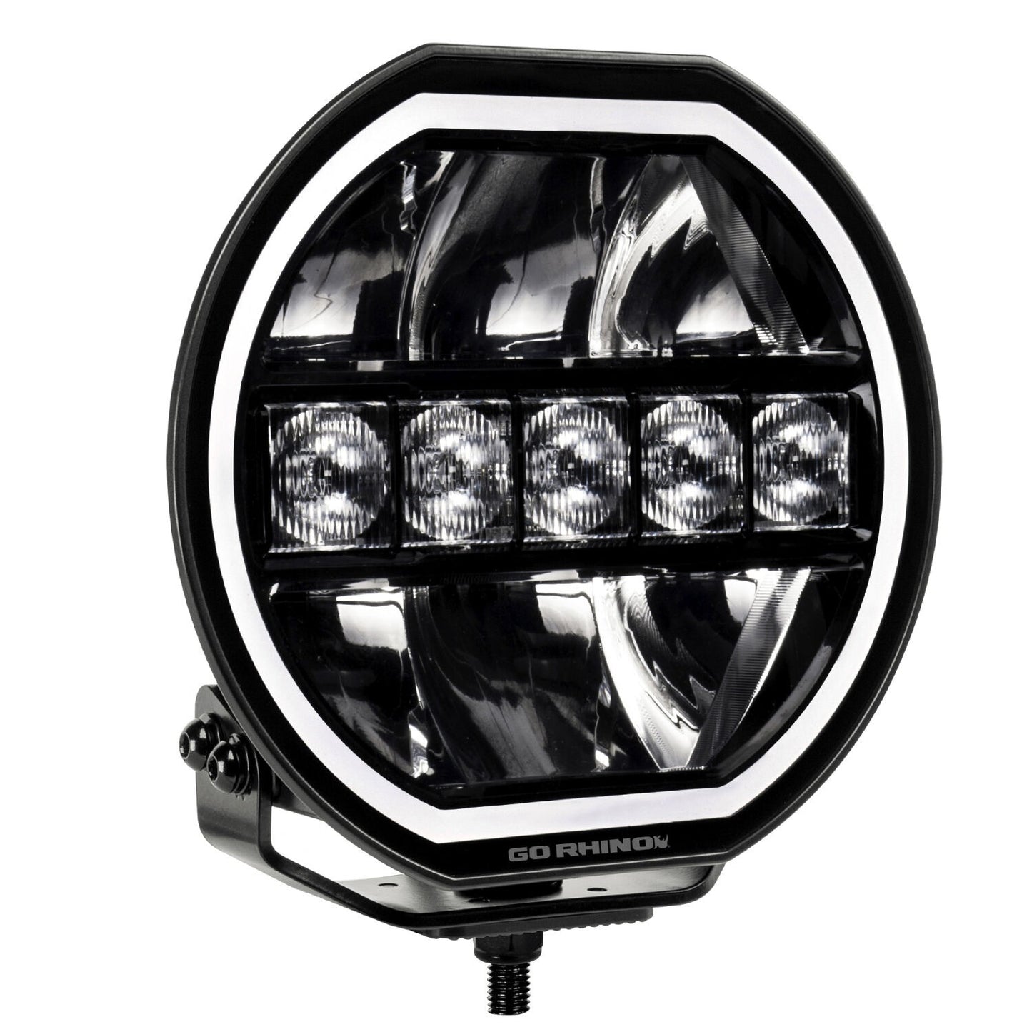 Go Rhino Blackout Series Lights 7 Inch Maxline LED Hi/Low Beam W/Multi Daytime Running Light Black Go Rhino