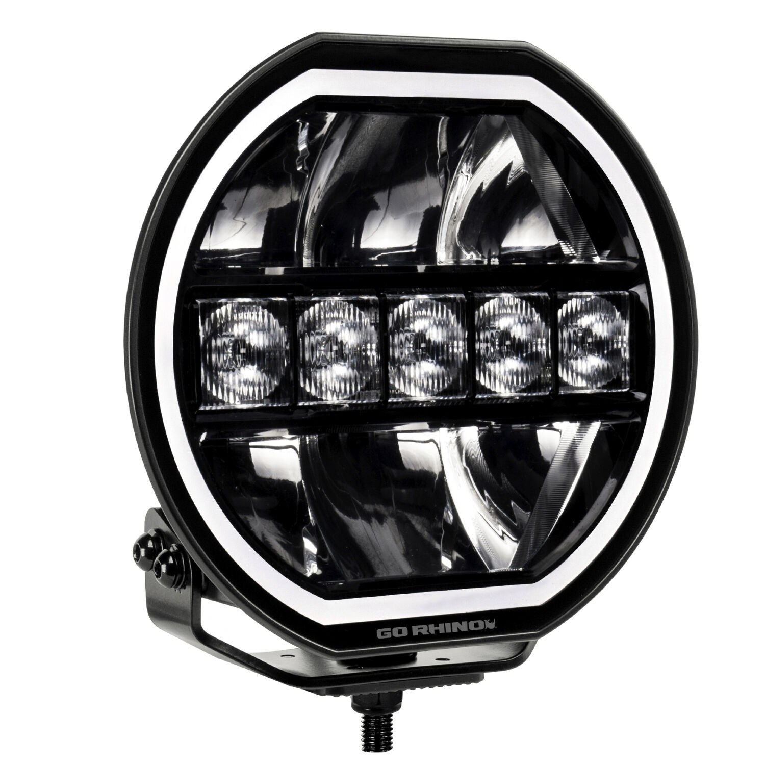 Go Rhino Blackout Series Lights 7 Inch Maxline LED Hi/Low Beam W/Multi Daytime Running Light Black Go Rhino