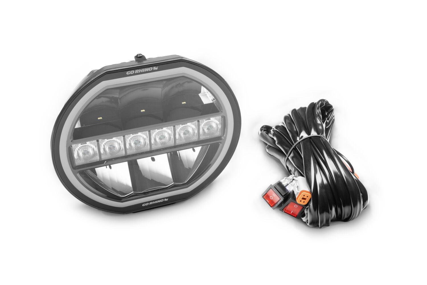 Go Rhino Blackout Series Lights 9 Inch Maxline LED Hi/Low Beam W/Multi Daytime Running Light Black Go Rhino