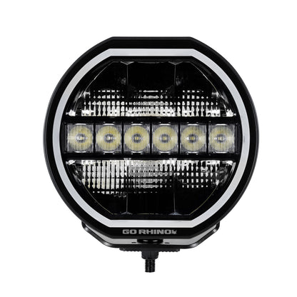 Go Rhino Blackout Series Lights 9 Inch Maxline LED Hi/Low Beam W/Multi Daytime Running Light Black Go Rhino