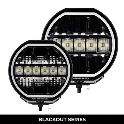 Go Rhino Blackout Series Lights 9 Inch Maxline LED Hi/Low Beam W/Multi Daytime Running Light Black Go Rhino