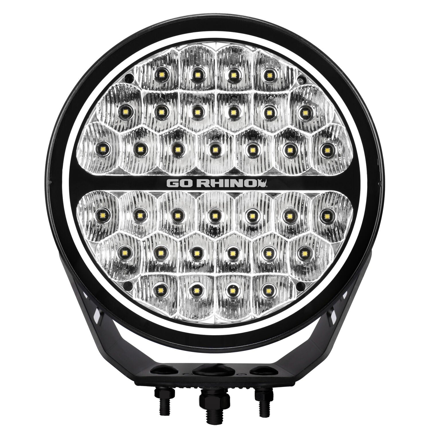 Go Rhino Blackout Series Lights 9 Inch Round LED Single Driving Kit W/Daytime Running Lights Black 2026-2026 Chevrolet Suburban 2026-2026 Chevrolet Tahoe Go Rhino