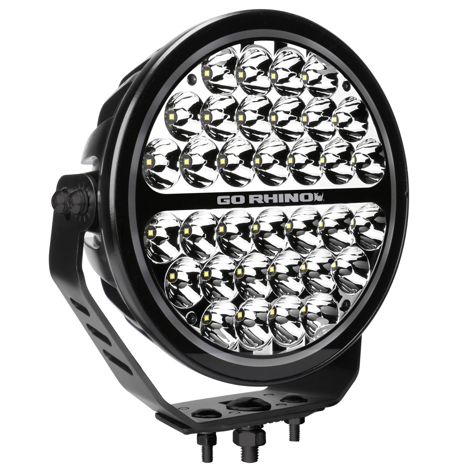 Go Rhino Blackout Series Lights 9 Inch Round LED Single Driving Kit W/Daytime Running Lights Black 2026-2026 Chevrolet Suburban 2026-2026 Chevrolet Tahoe Go Rhino