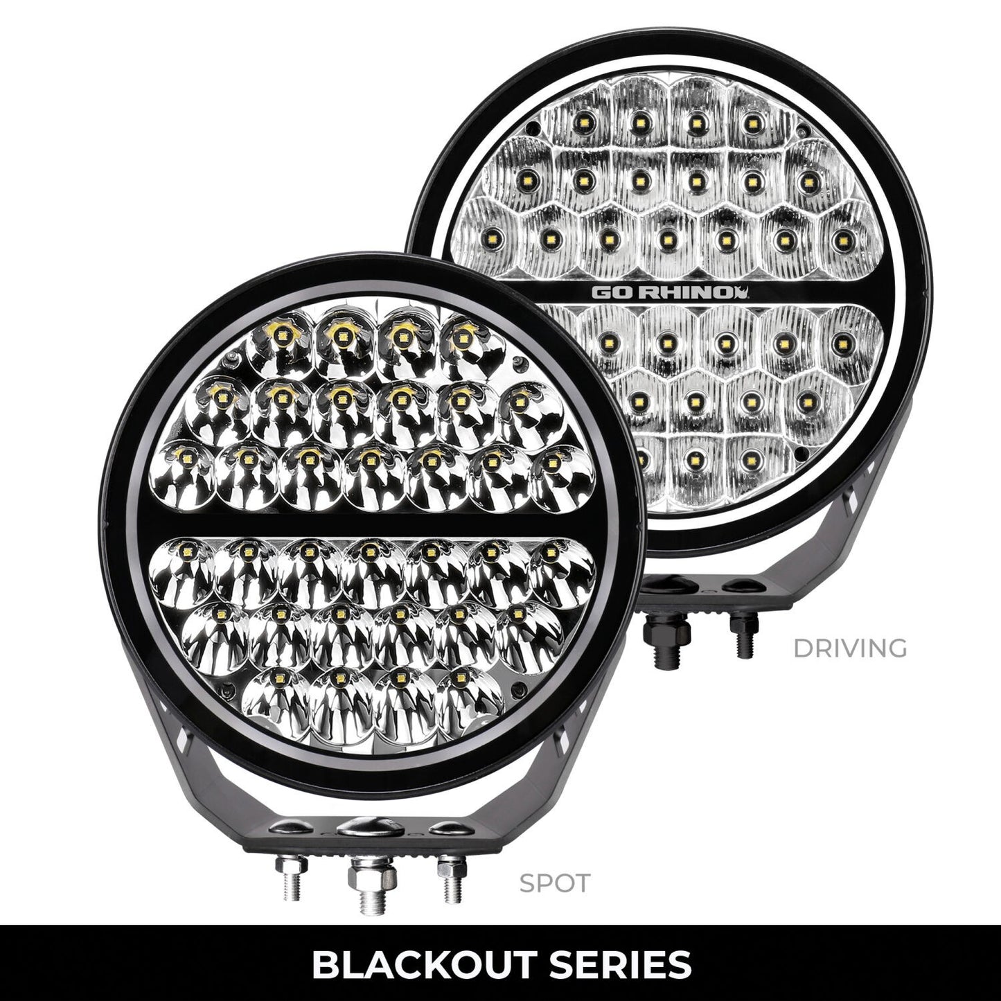 Go Rhino Blackout Series Lights 9 Inch Round Single LED Spot Light Kit W/Daytime Running Lights Black 2026-2026 Chevrolet Suburban 2026-2026 Chevrolet Tahoe Go Rhino