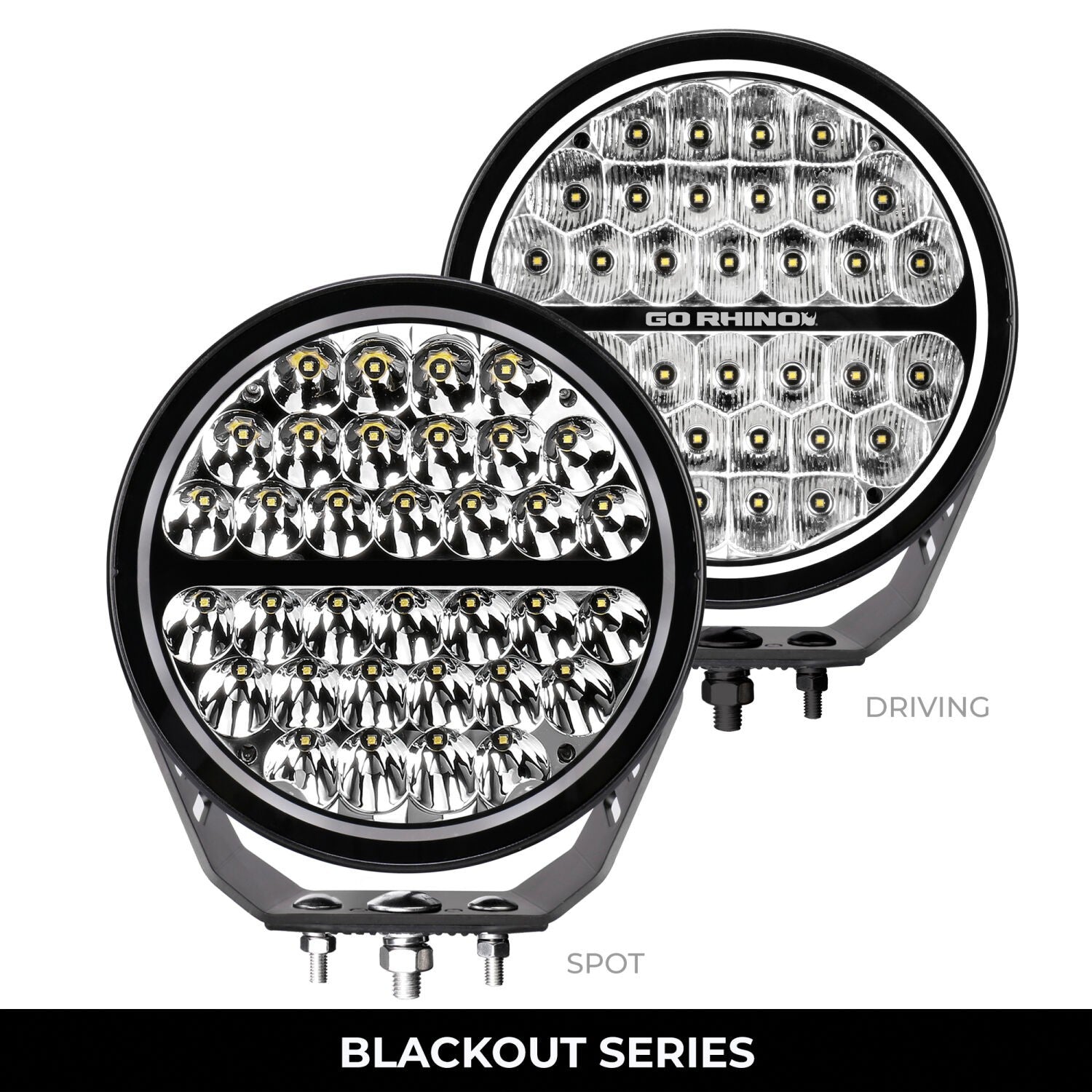 Go Rhino Blackout Series Lights 9 Inch Round Single LED Spot Light Kit W/Daytime Running Lights Black 2026-2026 Chevrolet Suburban 2026-2026 Chevrolet Tahoe Go Rhino