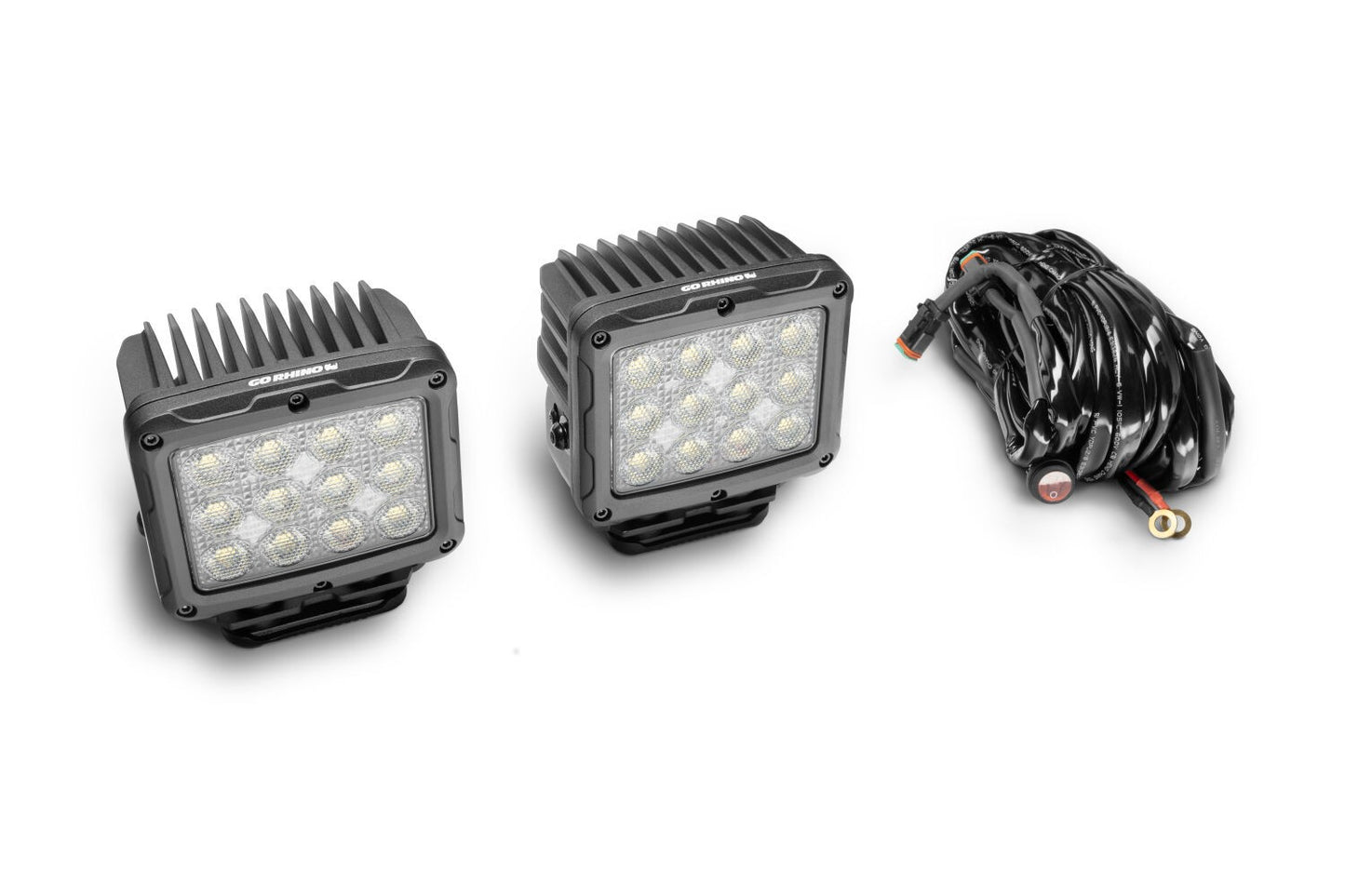 Go Rhino Bright Series Lights 5 Inch Rectangle Single LED Spot Light Kit Black Go Rhino
