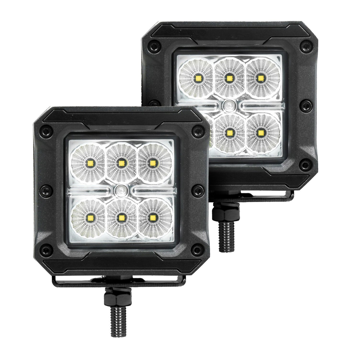 Go Rhino Bright Series Lights Pair of 3x3 Cube LED Flood Light Kit Black Go Rhino