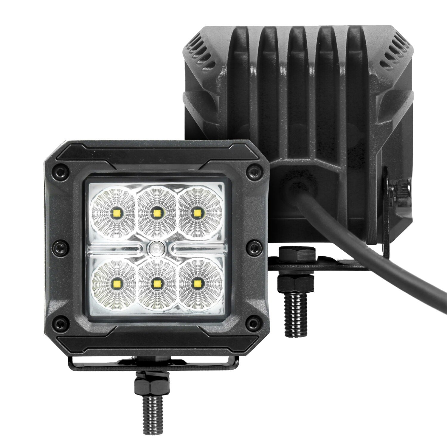 Go Rhino Bright Series Lights Pair of 3x3 Cube LED Flood Light Kit Black Go Rhino