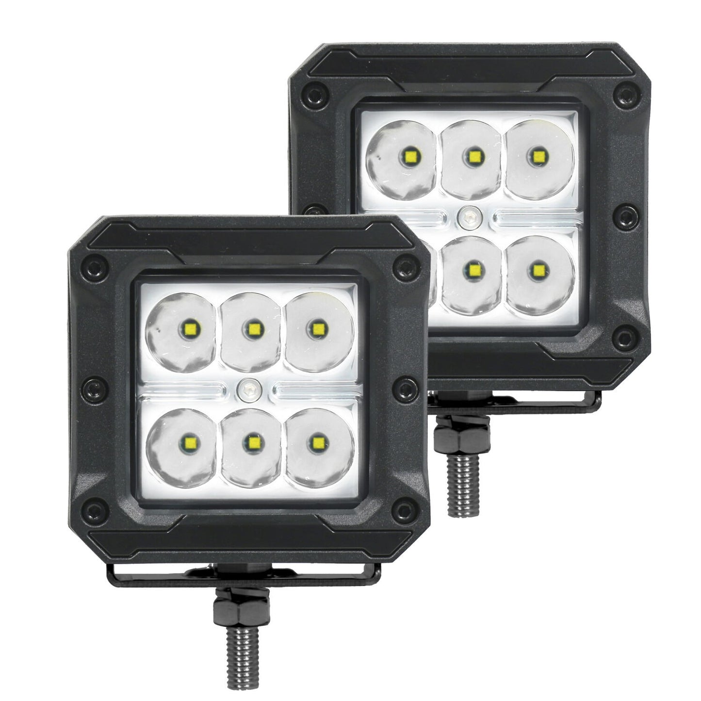 Go Rhino Bright Series Lights Pair of 3x3 Cube LED Spot Light Kit Black Go Rhino