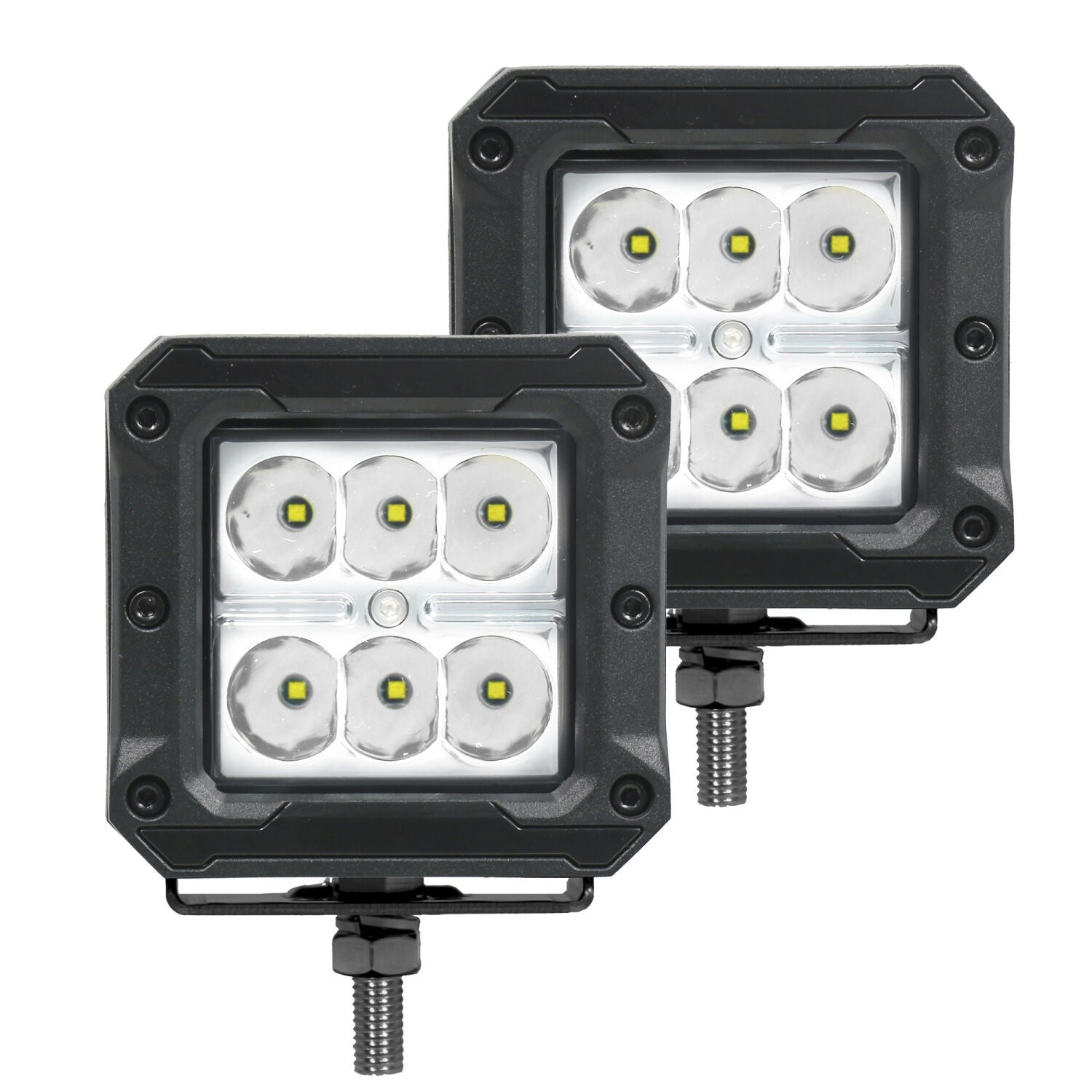 Go Rhino Bright Series Lights Pair of 3x3 Cube LED Spot Light Kit Black Go Rhino