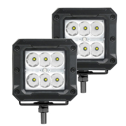 Go Rhino Bright Series Lights Pair of 3x3 Cube LED Spot Light Kit Black Go Rhino