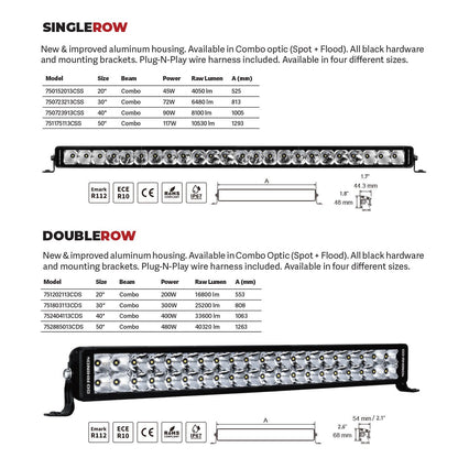Go Rhino Bright Series Lights 31.5 Inch Double Row LED Light Bar Black Go Rhino