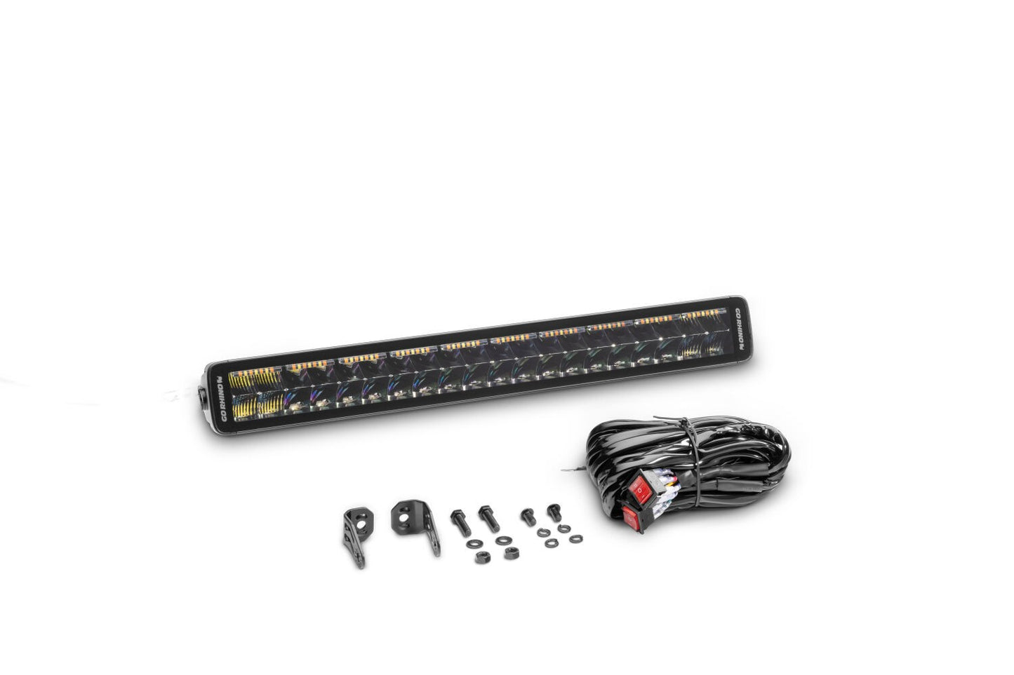 Go Rhino Blackout Combo Series Lights 21.5 Inch Double Row LED Light Bar With Amber Lighting Black Go Rhino