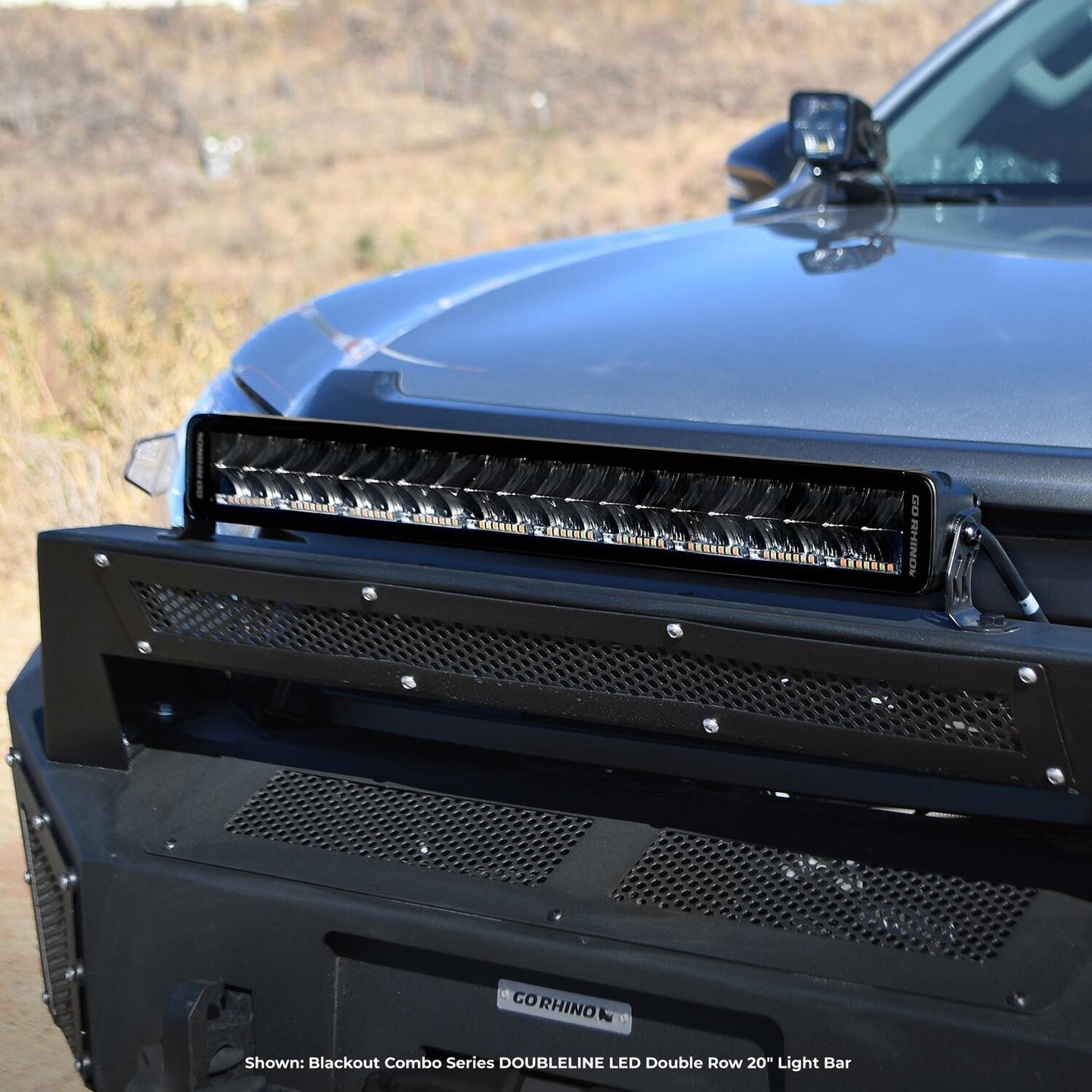 Go Rhino Blackout Combo Series Lights 21.5 Inch Double Row LED Light Bar With Amber Lighting Black Go Rhino
