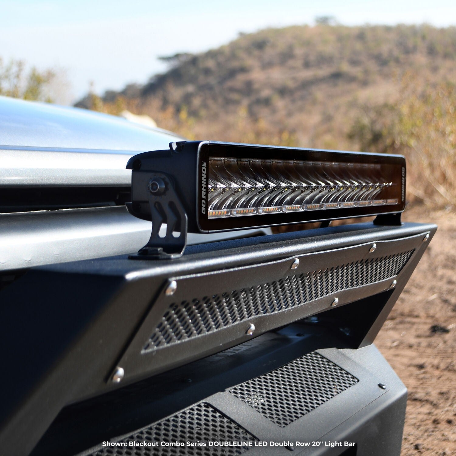 Go Rhino Blackout Combo Series Lights 21.5 Inch Double Row LED Light Bar With Amber Lighting Black Go Rhino