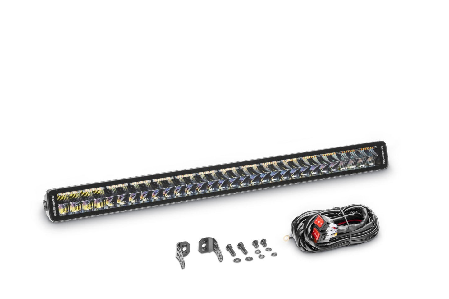 Go Rhino Blackout Combo Series Lights 32 Inch Double Row LED Light Bar With Amber Lighting Black Go Rhino